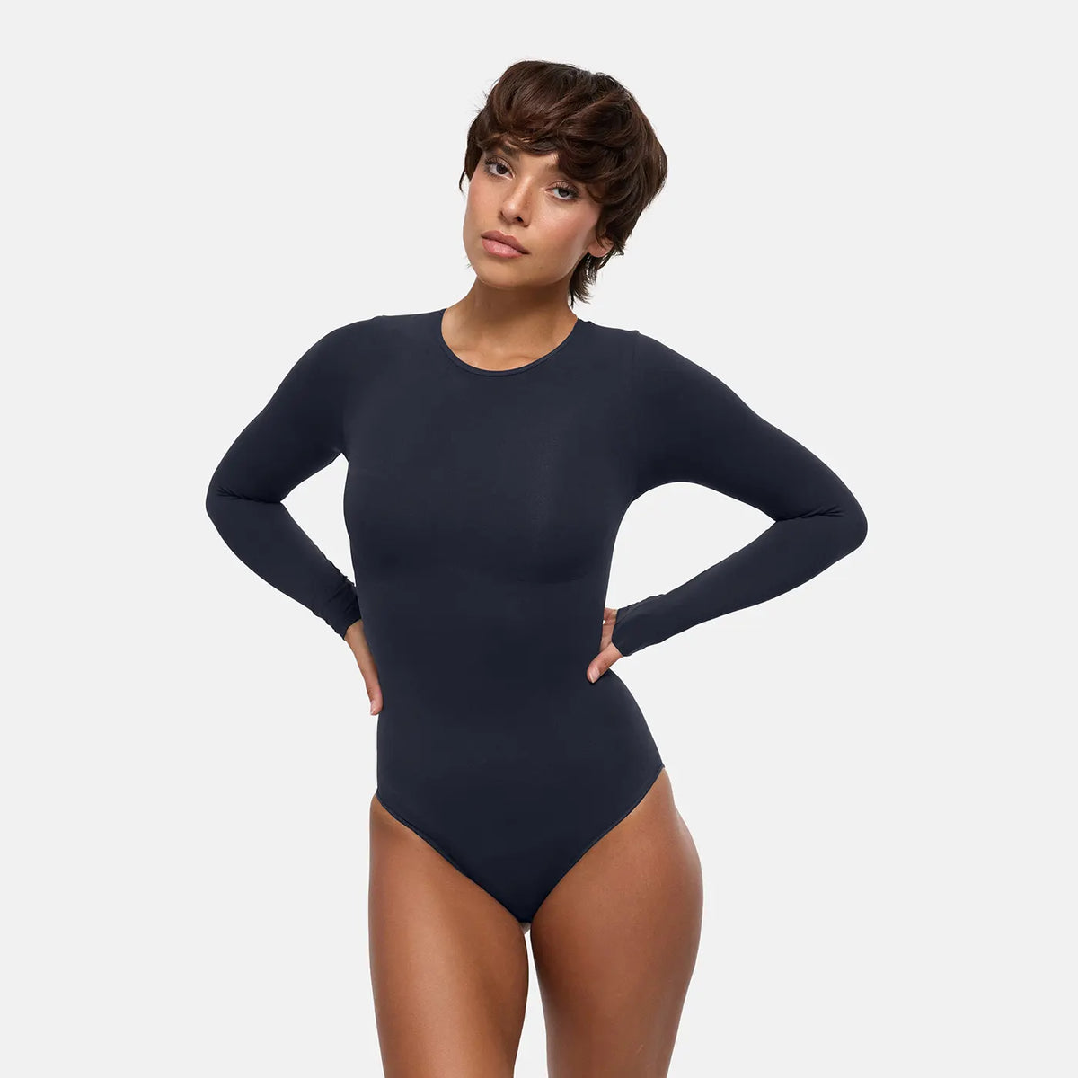 Clean Longsleeve Crewneck Sculpting Bodysuit with Brief