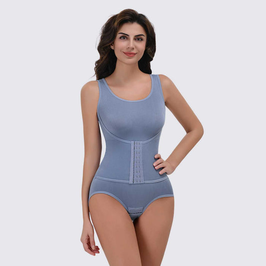 Tank Bodysuit Shapewear with Zipper Belt