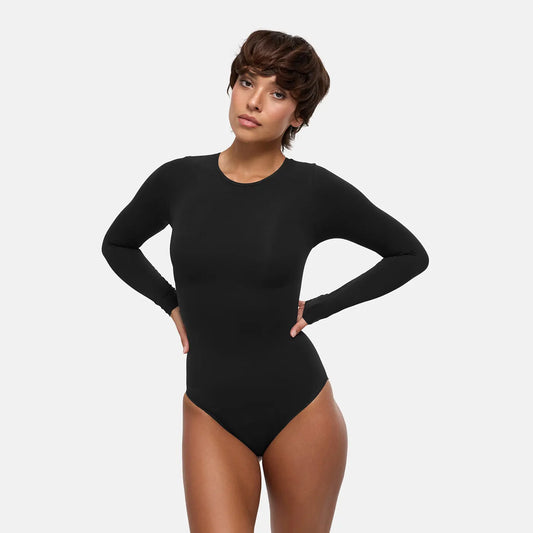 Clean Longsleeve Crewneck Sculpting Bodysuit with Brief