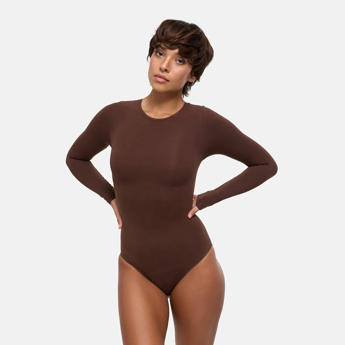 Clean Longsleeve Crewneck Sculpting Bodysuit with Brief