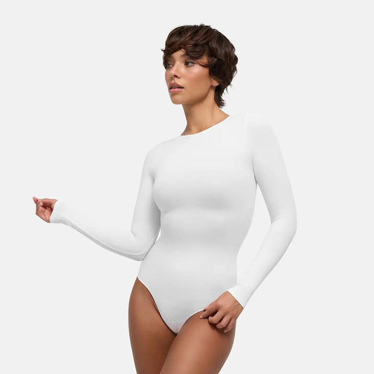 Clean Longsleeve Crewneck Sculpting Bodysuit with Brief