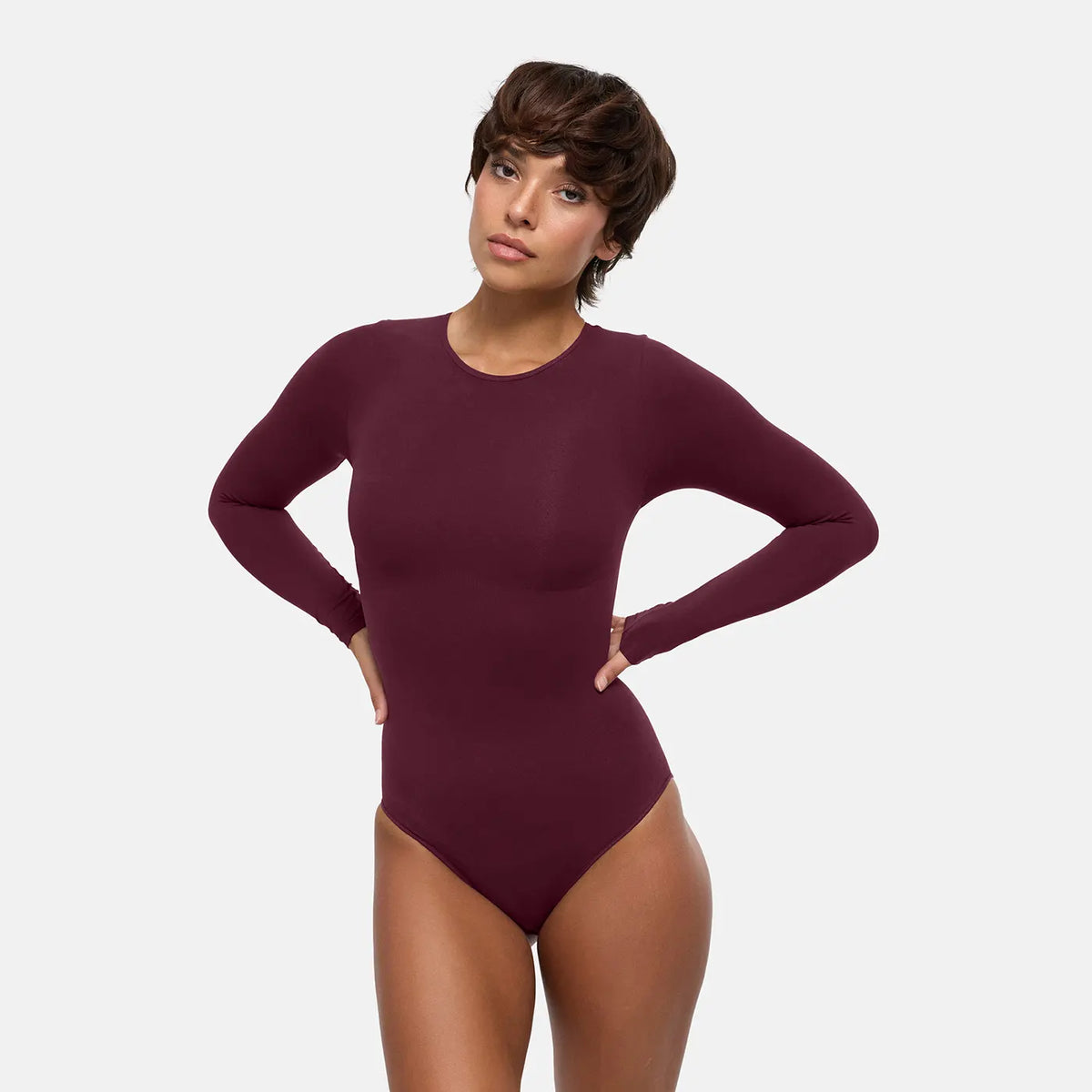 Clean Longsleeve Crewneck Sculpting Bodysuit with Brief