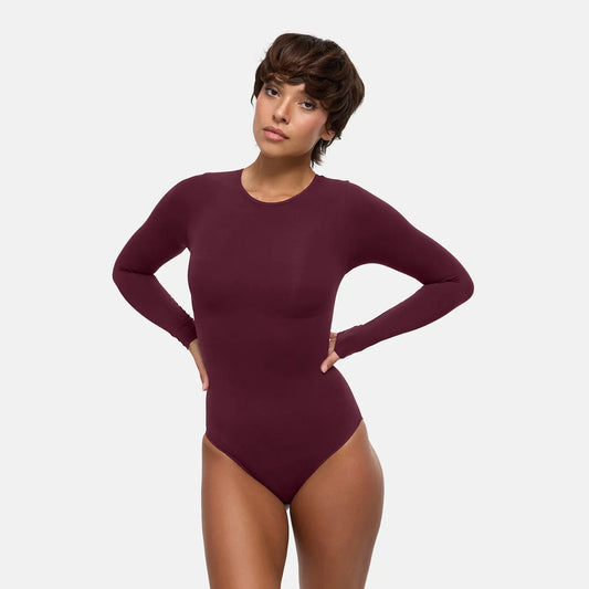 Clean Longsleeve Crewneck Sculpting Bodysuit with Brief