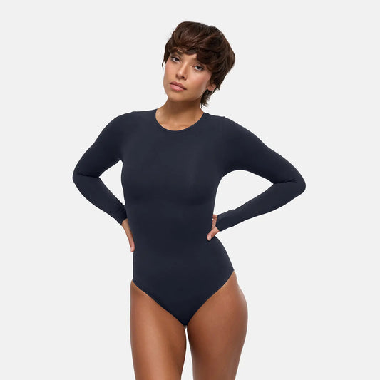 Clean Longsleeve Crewneck Sculpting Bodysuit with Brief