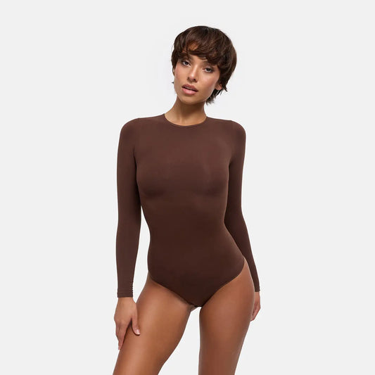 Clean Longsleeve Crewneck Sculpting Bodysuit with Thong