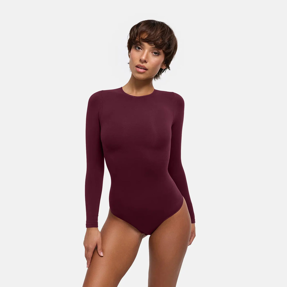 Clean Longsleeve Crewneck Sculpting Bodysuit with Thong