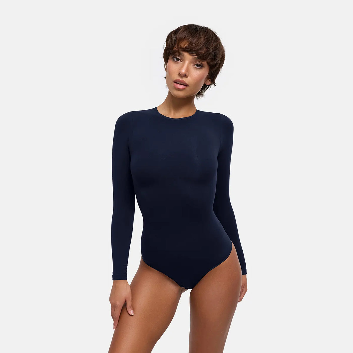 Clean Longsleeve Crewneck Sculpting Bodysuit with Thong
